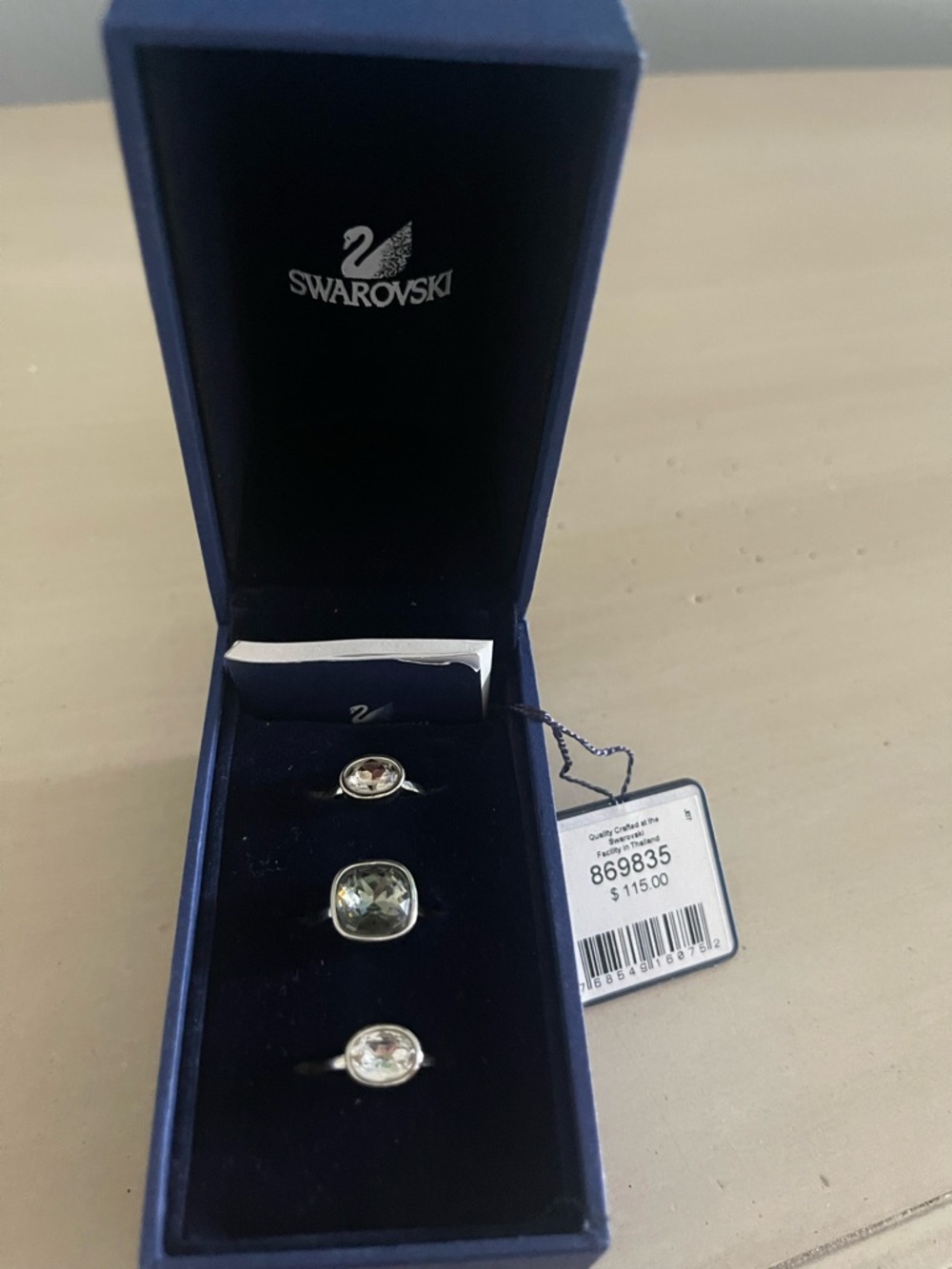 Swarovski Silver-Tone Trio Rings with Clear Crystals